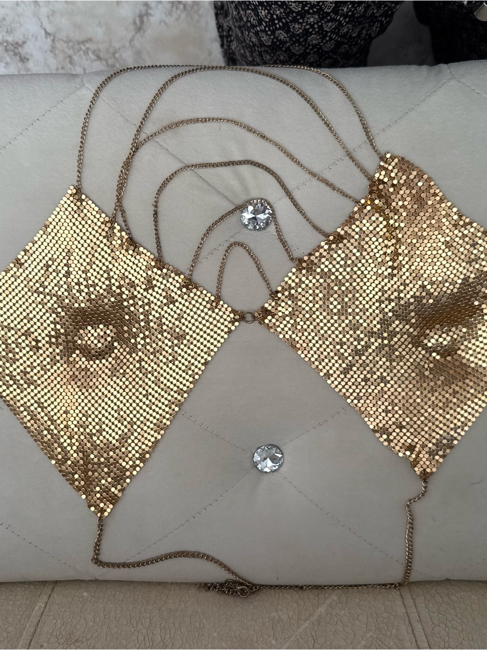Gold Mesh Chain Bralette Top